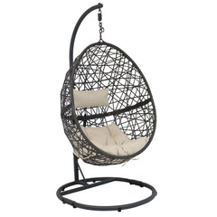 Caroline Lounge Hanging Basket Egg Chair Swing with Cushions and Stand 3 Piece Set