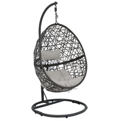 Caroline Lounge Hanging Basket Egg Chair Swing with Cushions and Stand 3 Piece Set