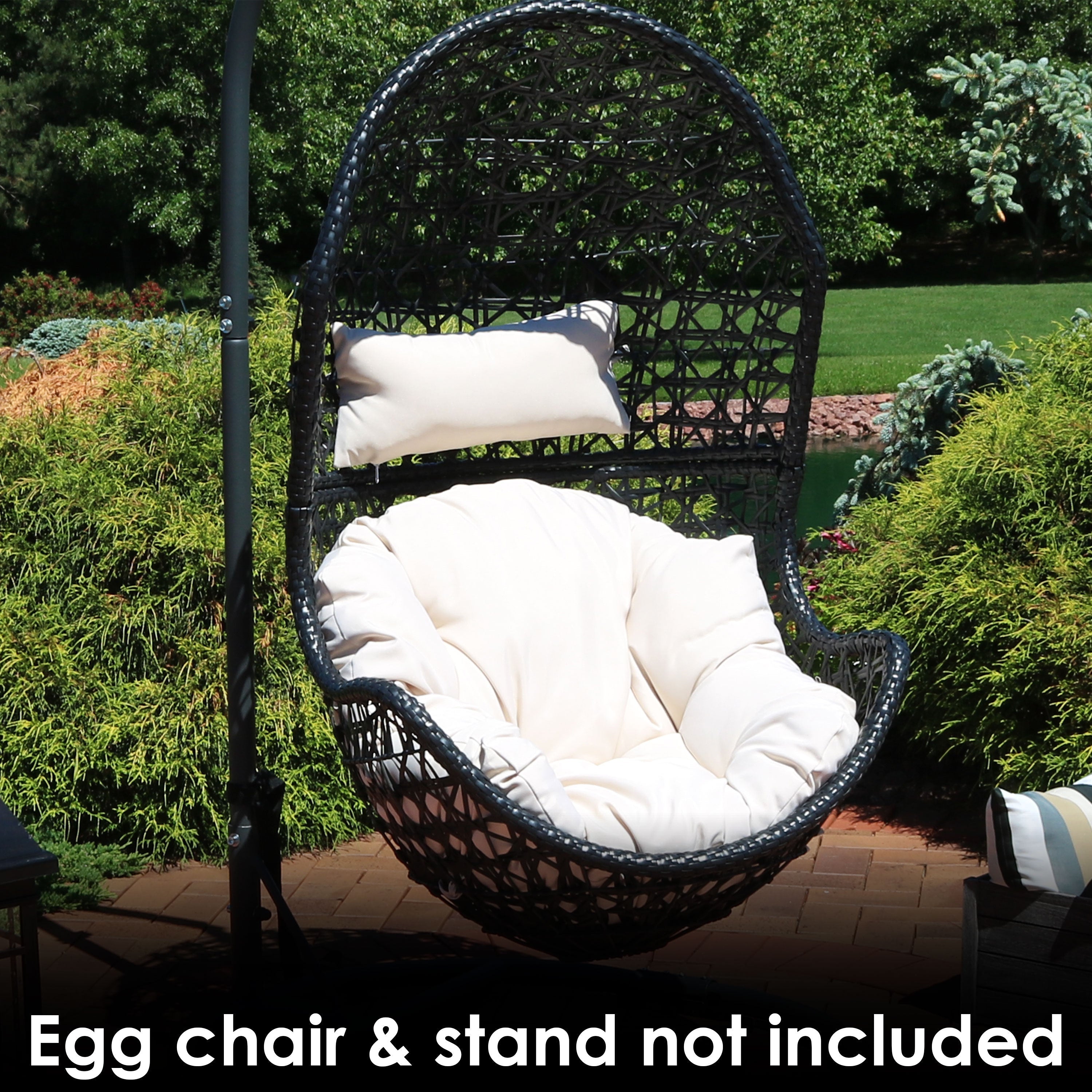  Sunnydaze Decor Cordelia Hanging Egg Chair Cushion and Headrest Pillow 2 Piece Set - Gray - Bonton