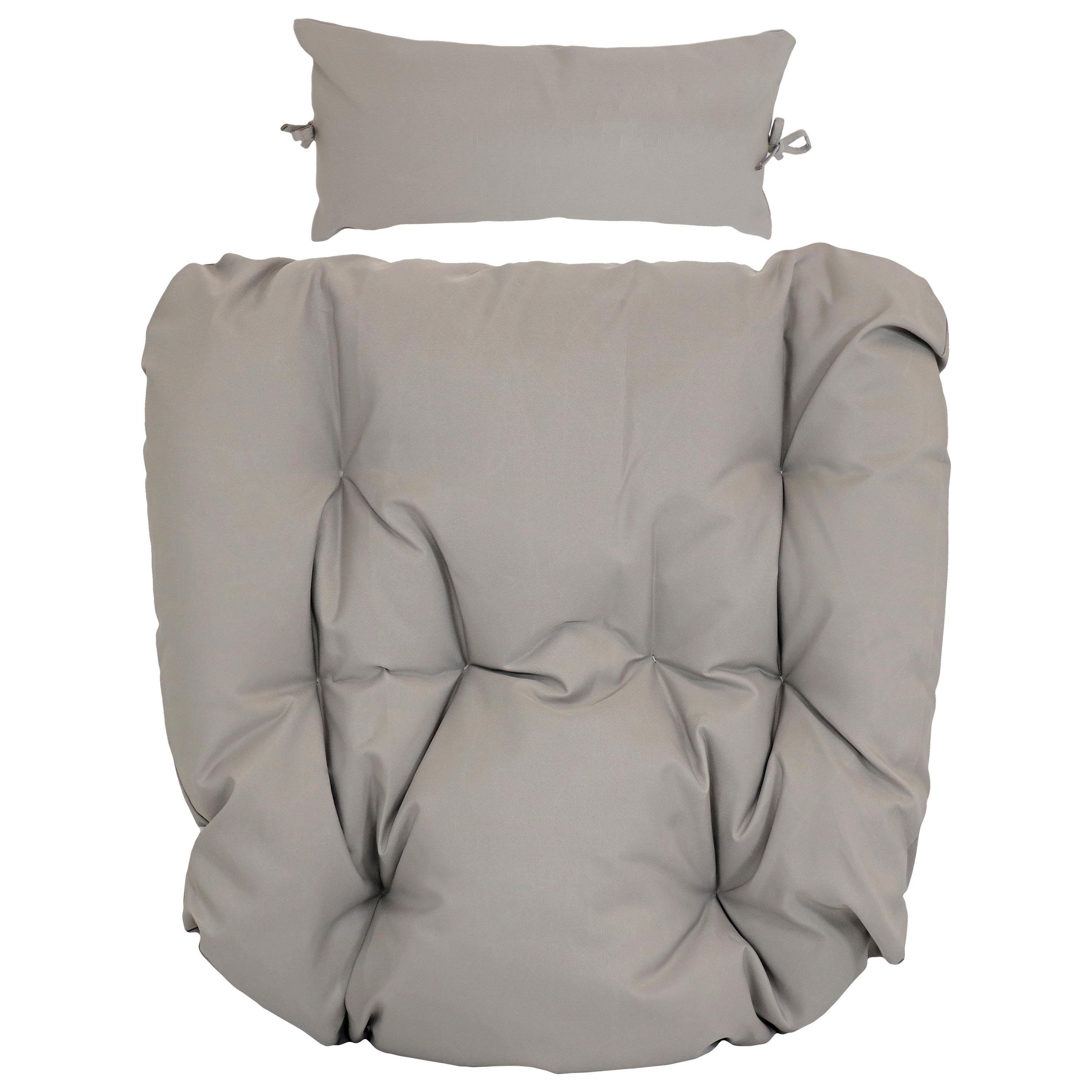  Sunnydaze Decor Cordelia Hanging Egg Chair Cushion and Headrest Pillow 2 Piece Set - Gray - Bonton