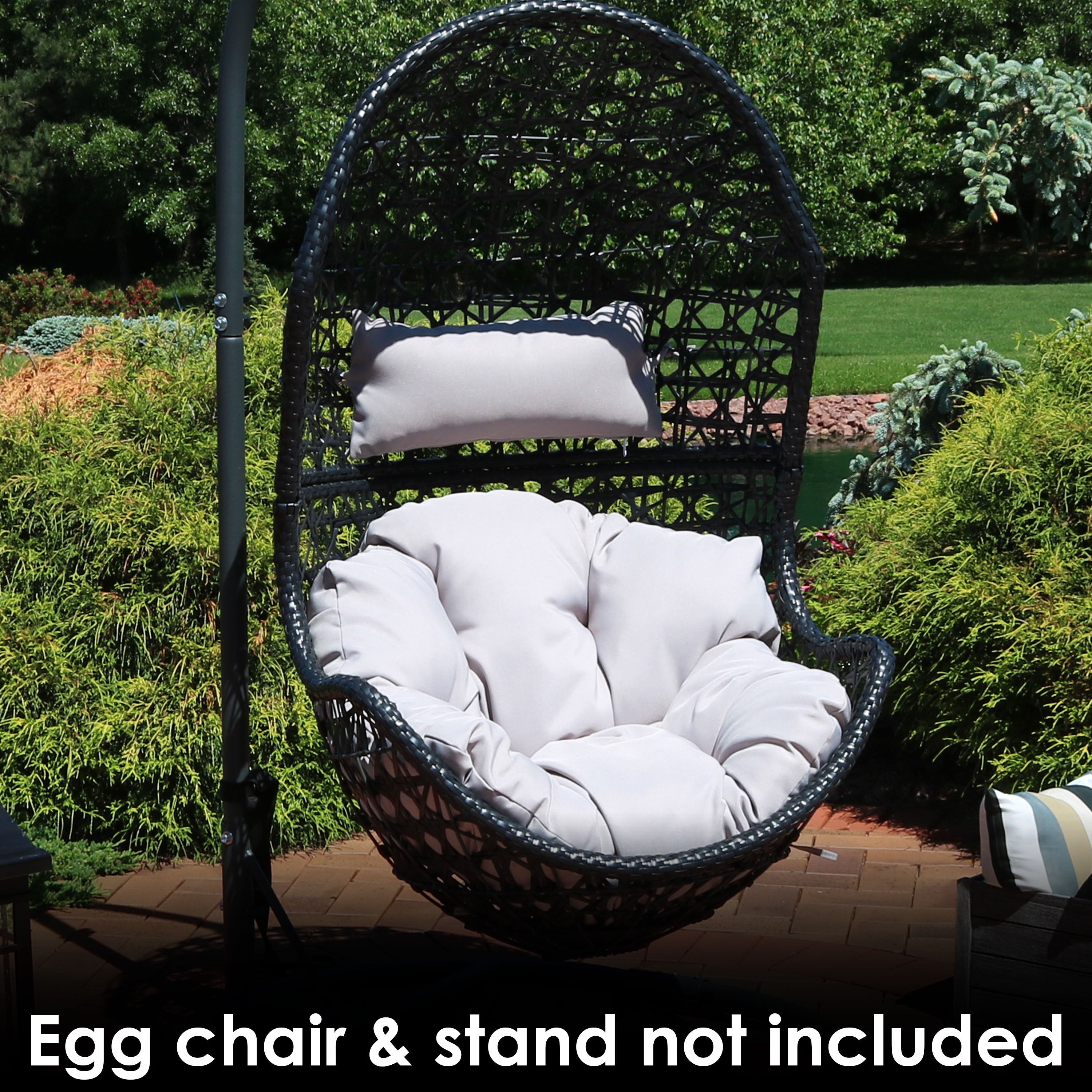  Sunnydaze Decor Cordelia Hanging Egg Chair Cushion and Headrest Pillow 2 Piece Set - Gray - Bonton