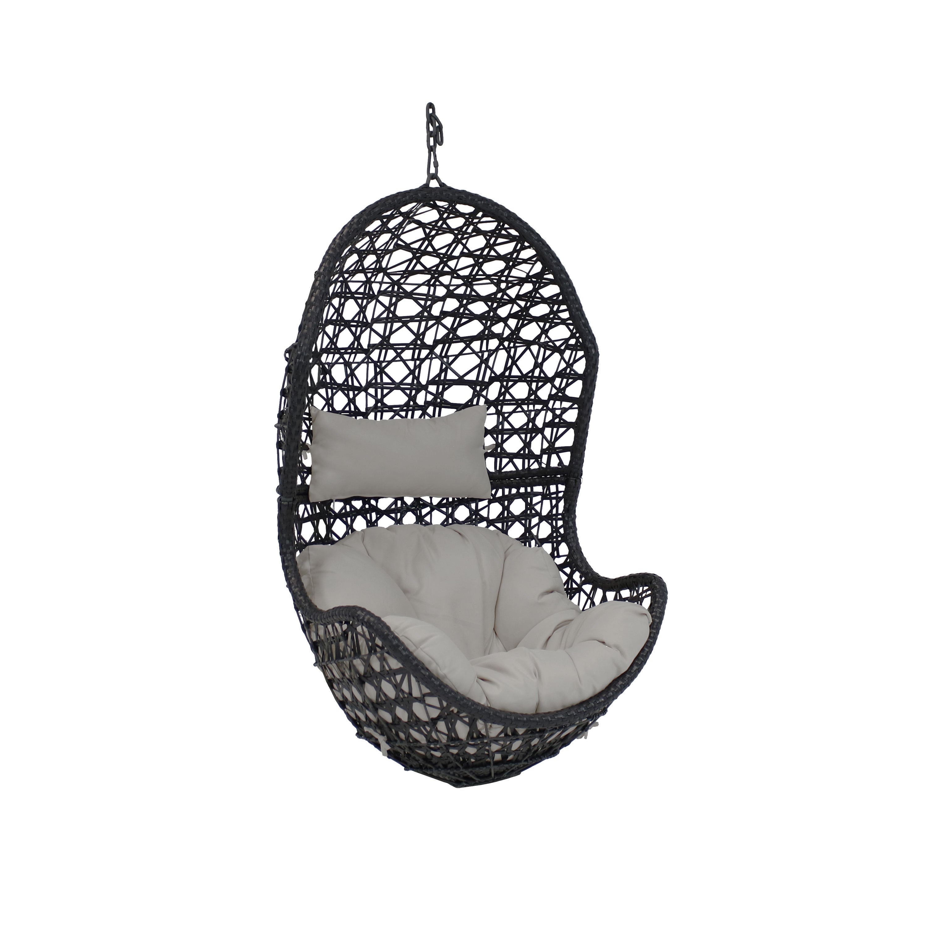  Sunnydaze Decor Cordelia Hanging Basket Egg Chair Swing with Cushion 2 Piece Set - Gray - Bonton