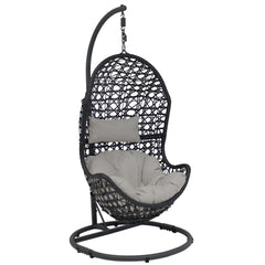 Cordelia Hanging Basket Egg Chair Swing with Cushion, Headrest, and Stand 3 Piece Set