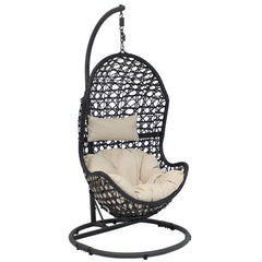 Cordelia Hanging Basket Egg Chair Swing with Cushion, Headrest, and Stand 3 Piece Set