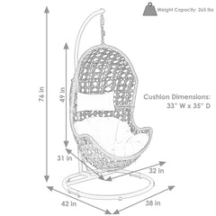 Cordelia Hanging Basket Egg Chair Swing with Cushion, Headrest, and Stand 3 Piece Set