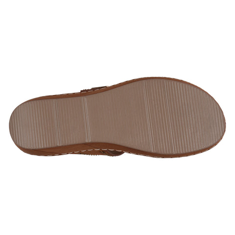 Women's Alani Cognac Embellished Thong Wedge Sandals