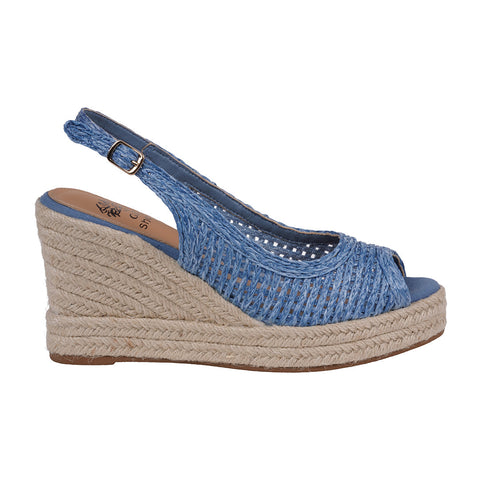 Women's Amira Blue Woven Espadrille Wedge Sandals