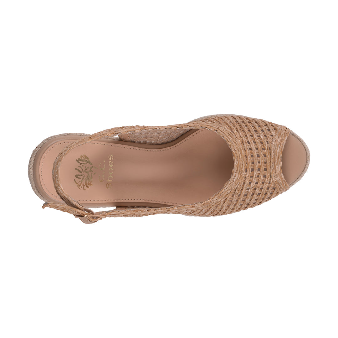  GC Shoes Women's Amira Natural Woven Espadrille Wedge Sandals - Natural - Bonton