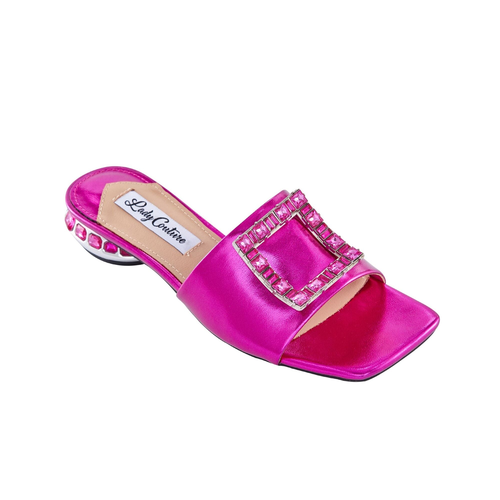  Lady Couture Amore Amore Metallic Jewel Slide - Fuchsia - Bonton