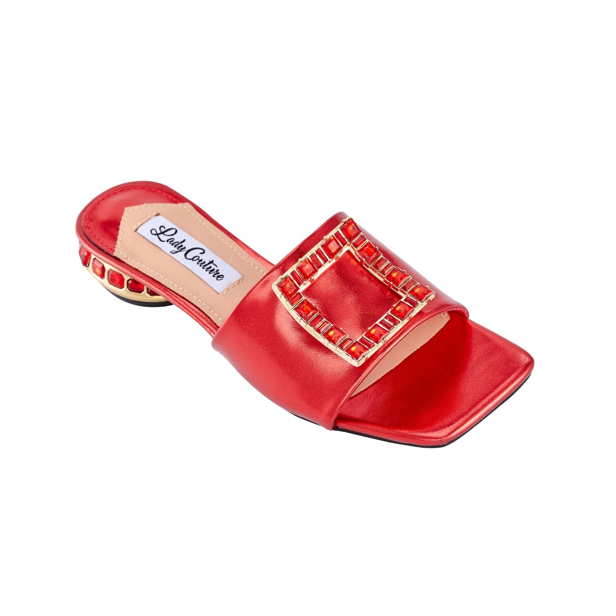  Lady Couture Amore Amore Metallic Jewel Slide - Red - Bonton