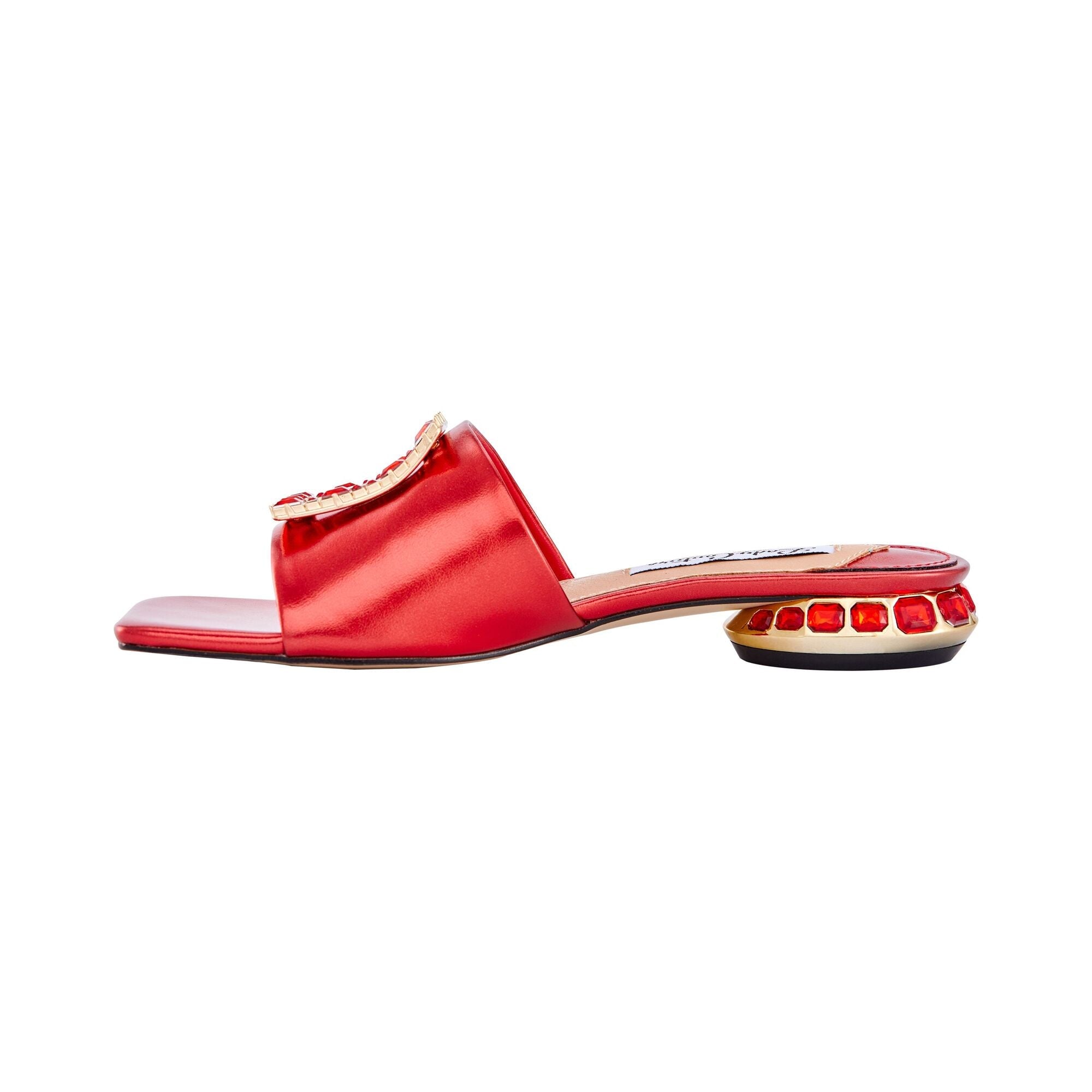  Lady Couture Amore Amore Metallic Jewel Slide - Red - Bonton