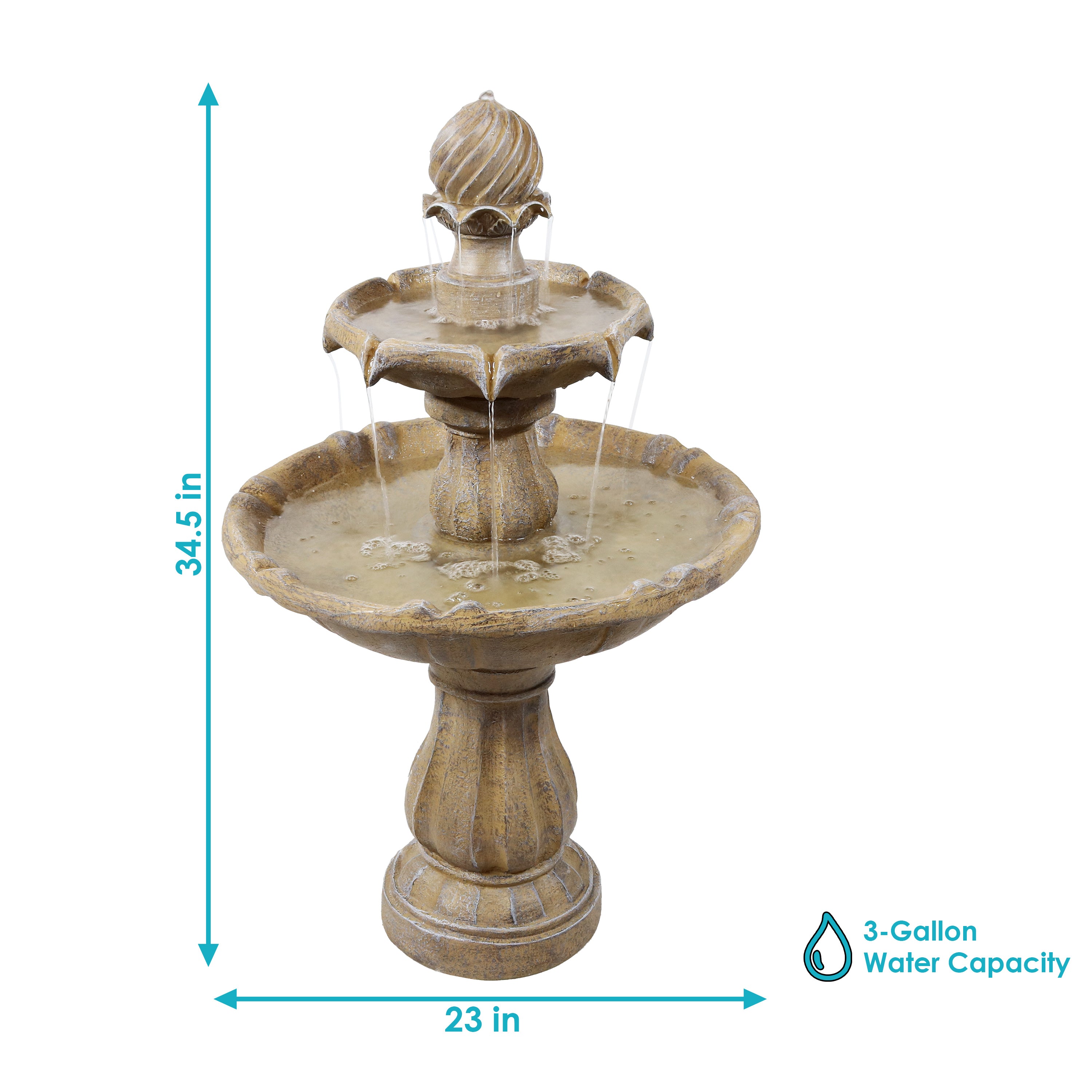  Sunnydaze Decor 2-Tier Solar Powered Water Fountain 35