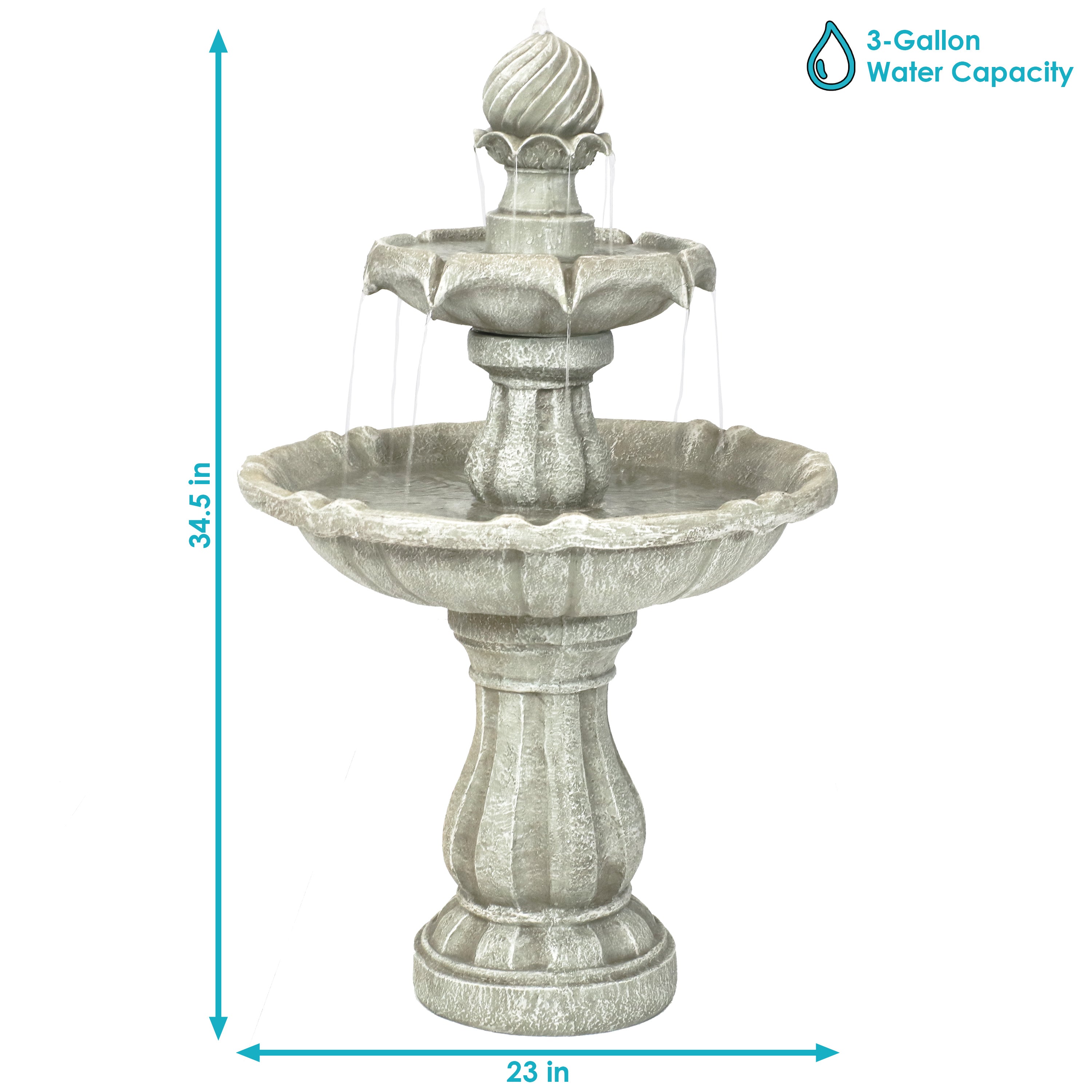  Sunnydaze Decor 2-Tier Solar Powered Water Fountain 35