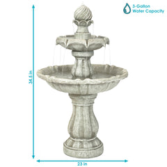 2-Tier Solar Powered Water Fountain 35"