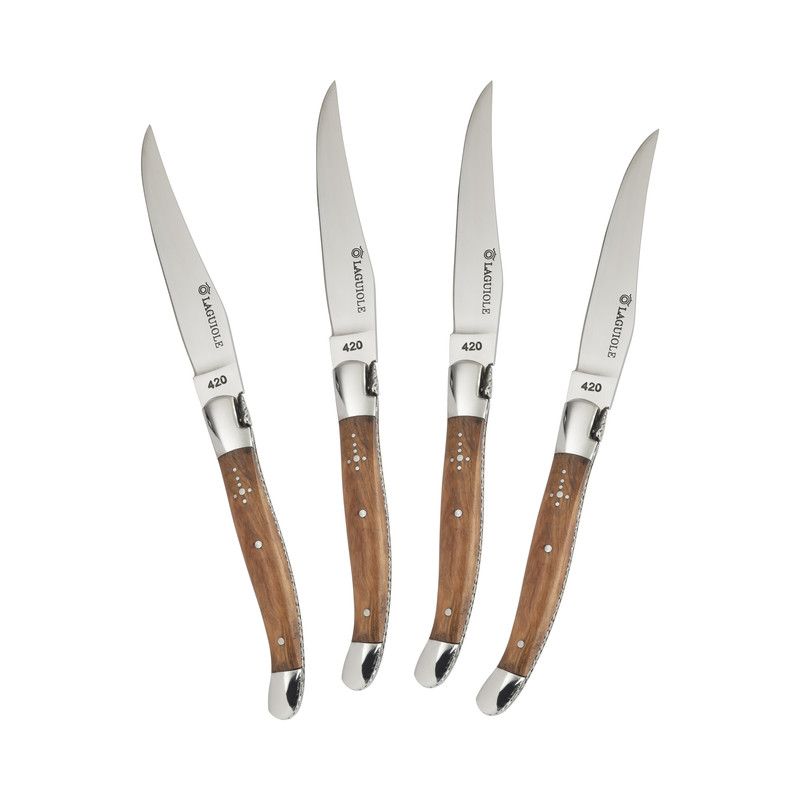  Au Nain Laguiole Olive Wood Handle Steak Knife Set - Olive Wood - Bonton