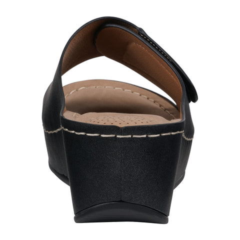 Women's Annora Black Embellished Velcro Wedge Sandals
