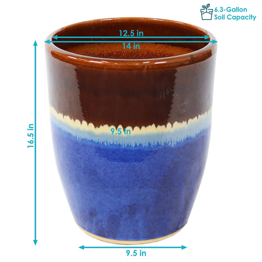 Captivating Vista Decorative Glazed Ceramic Planter 14"