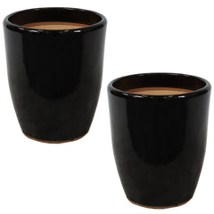 Captivating Vista Decorative Glazed Ceramic Planters 11.5" Set of 2