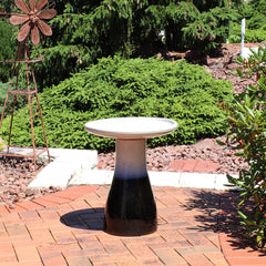 Weather-Resistant Ceramic Hand-Painted Duo-Tone Bird Bath