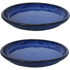 Ceramic High-Fired Glazed UV and Frost-Resistant Flower Pot Planter Saucers Set of 2