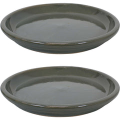 Ceramic High-Fired Glazed UV and Frost-Resistant Flower Pot Planter Saucers Set of 2