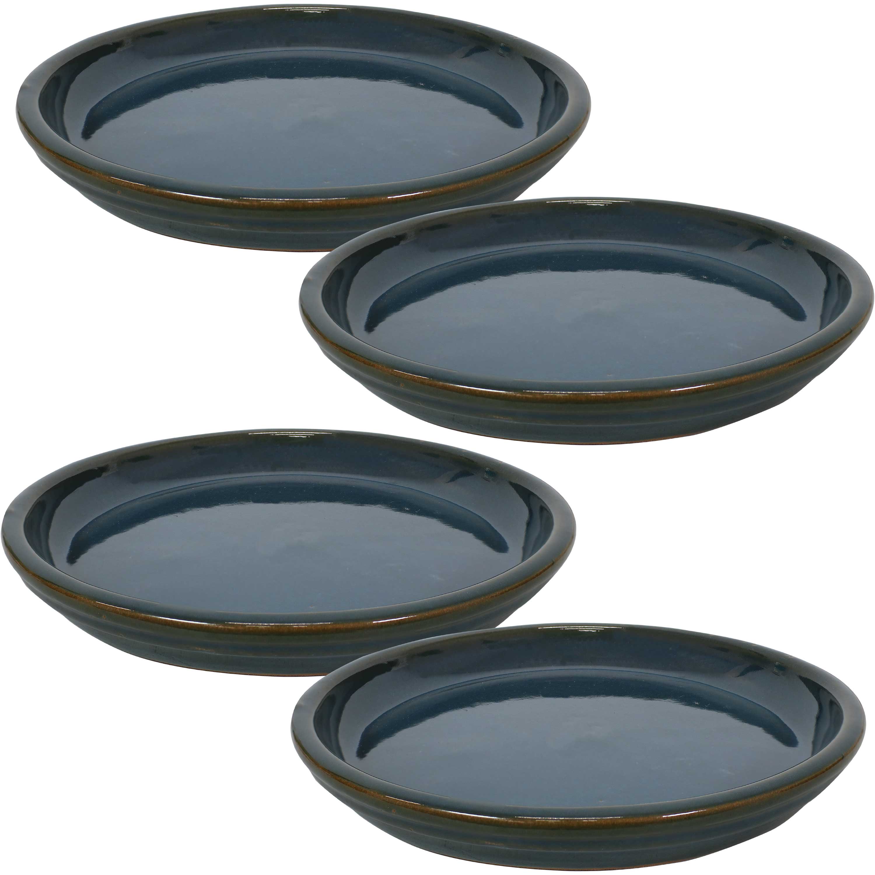  Sunnydaze Decor Ceramic High-Fired Glazed UV-Resistant and Frost-Resistant Flower Pot Planter Saucers Set of 4 - Gray - Bonton