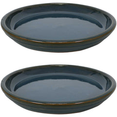 Ceramic High-Fired Glazed UV and Frost-Resistant Flower Pot Planter Saucers Set of 2