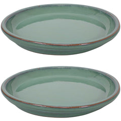 Ceramic High-Fired Glazed UV and Frost-Resistant Flower Pot Planter Saucers Set of 2