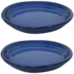 Ceramic High-Fired Glazed UV and Frost-Resistant Flower Pot Planter Saucers Set of 2