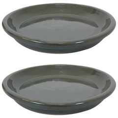 Ceramic High-Fired Glazed UV and Frost-Resistant Flower Pot Planter Saucers Set of 2