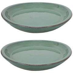 Ceramic High-Fired Glazed UV and Frost-Resistant Flower Pot Planter Saucers Set of 2