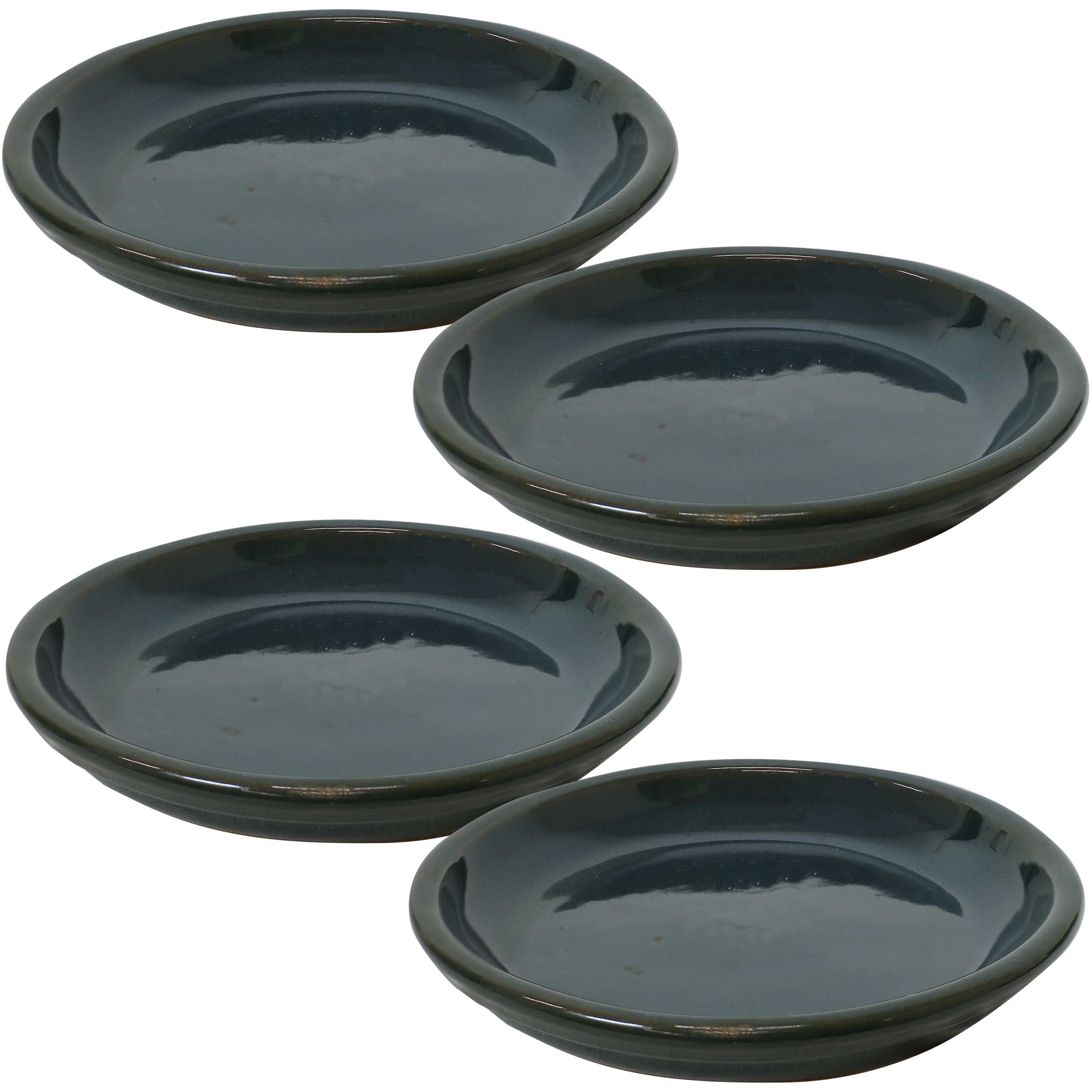  Sunnydaze Decor Ceramic High-Fired Glazed UV-Resistant and Frost-Resistant Flower Pot Planter Saucers Set of 4 - Gray - Bonton