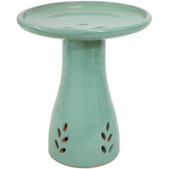 Weather-Resistant Ceramic Hand-Painted Bird Bath