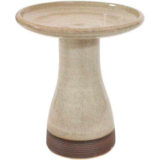 Weather-Resistant Ceramic Hand-Painted Duo Tone Bird Bath