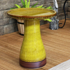 Weather-Resistant Ceramic Hand-Painted Duo Tone Bird Bath