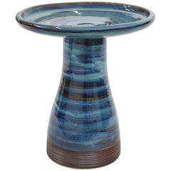 Weather-Resistant Ceramic Hand-Painted Duo Tone Bird Bath