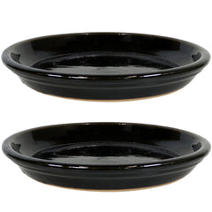 Ceramic High-Fired Glazed UV and Frost-Resistant Flower Pot Planter Saucers Set of 2