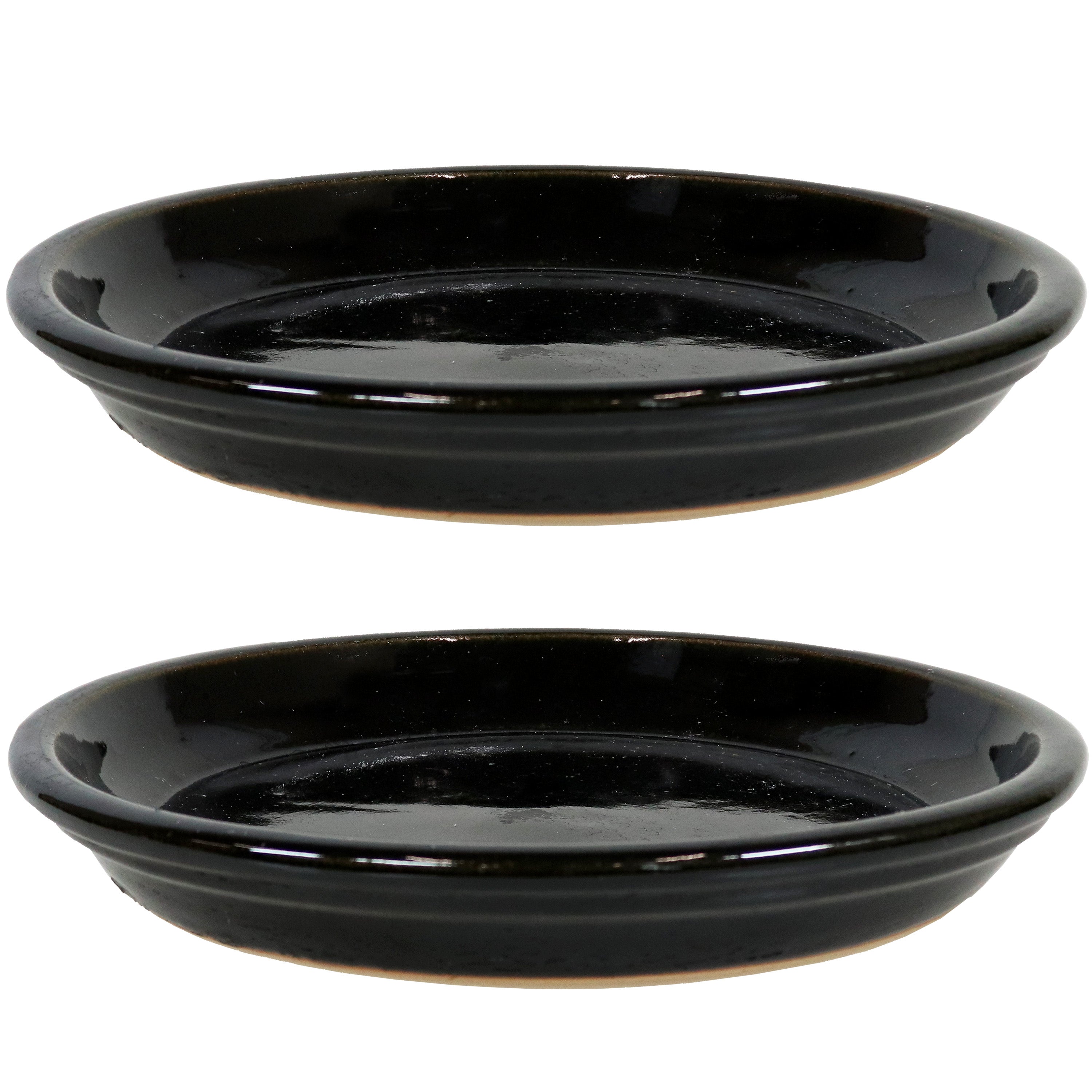  Sunnydaze Decor Ceramic High-Fired Glazed UV and Frost-Resistant Flower Pot Planter Saucers Set of 2 - Pearl - Bonton