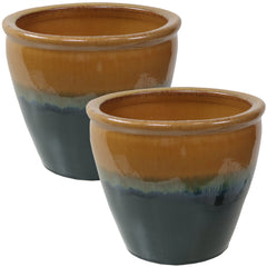 Chalet UV and Frost-Resistant Ceramic Flower Pots with Drainage Holes Set of 2