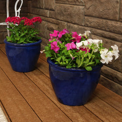 Chalet UV and Frost-Resistant Ceramic Flower Pots with Drainage Holes Set of 2