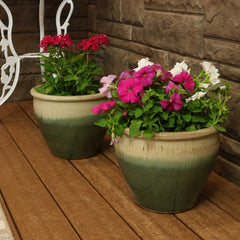 Chalet UV and Frost-Resistant Ceramic Flower Pots with Drainage Holes Set of 2