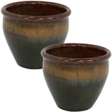 Chalet UV and Frost-Resistant Ceramic Flower Pots with Drainage Holes Set of 2
