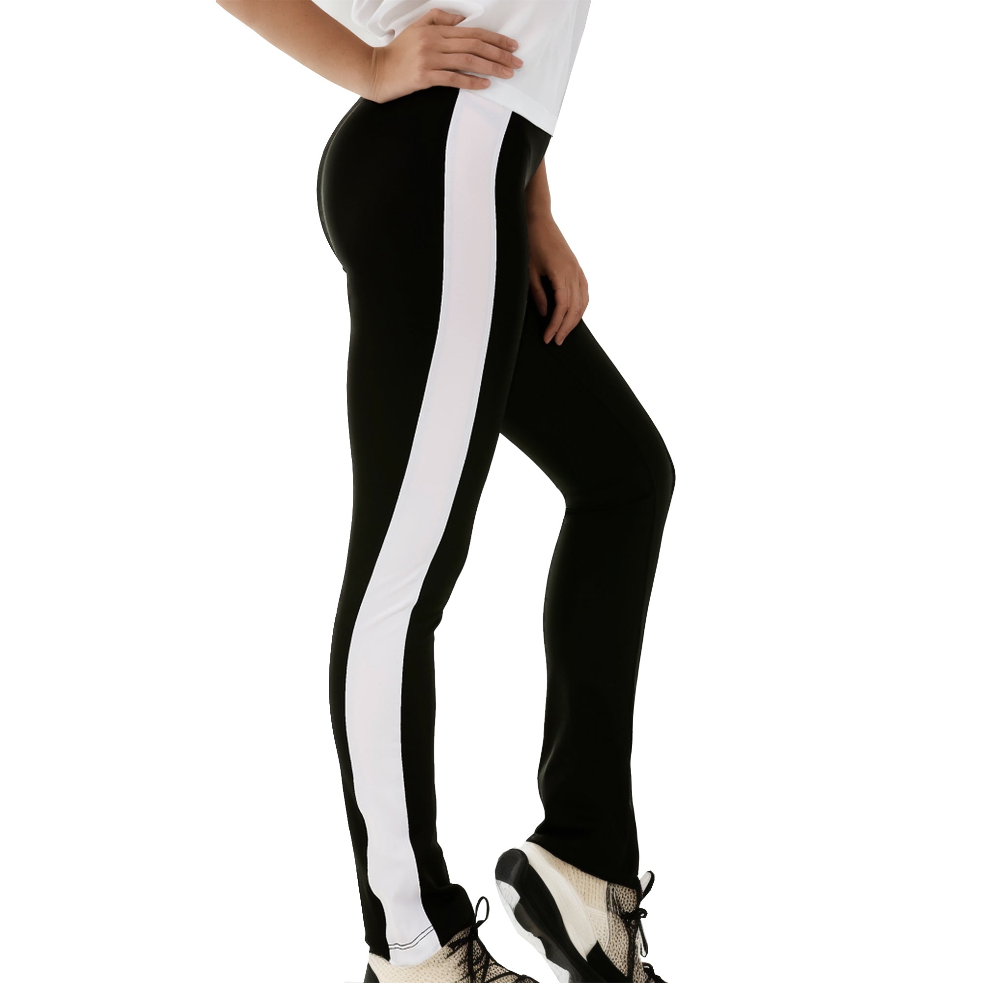  InstantFigure InstantFigure Activewear Compression Color Block Pant AWP013 - Black/White - Bonton