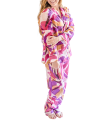 Myra Peri Tie-Dye Print Women's Nightwear Long Sleeve Shirt & Pajama Set