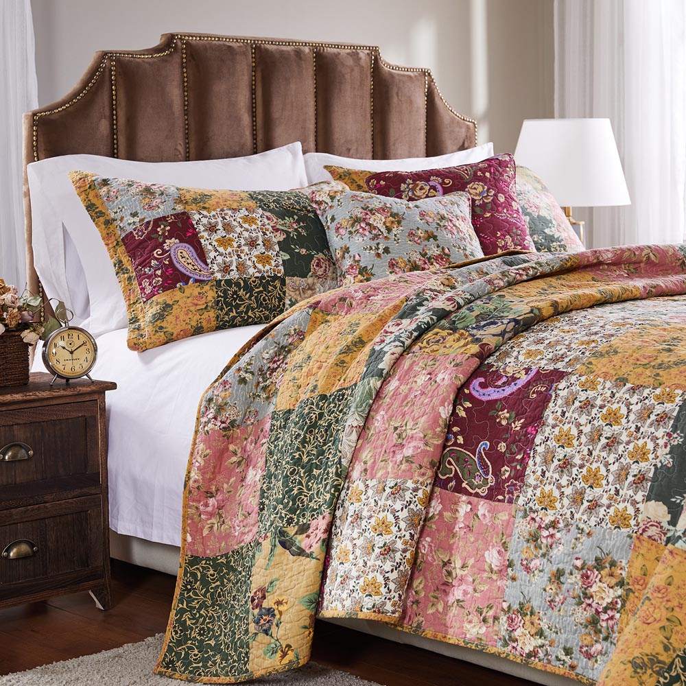  Greenland Home Fashions Antique Chic Patchwork Quilt Set - Multi - Bonton