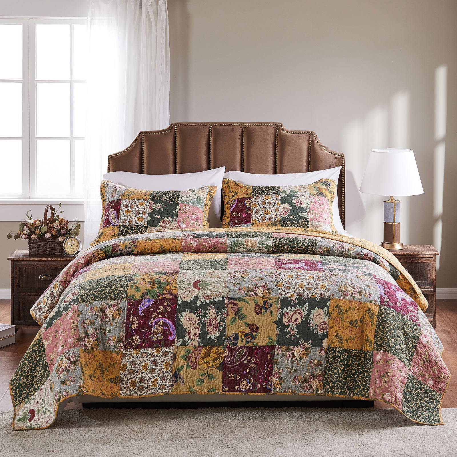  Greenland Home Fashions Antique Chic Patchwork Quilt Set - Multi - Bonton