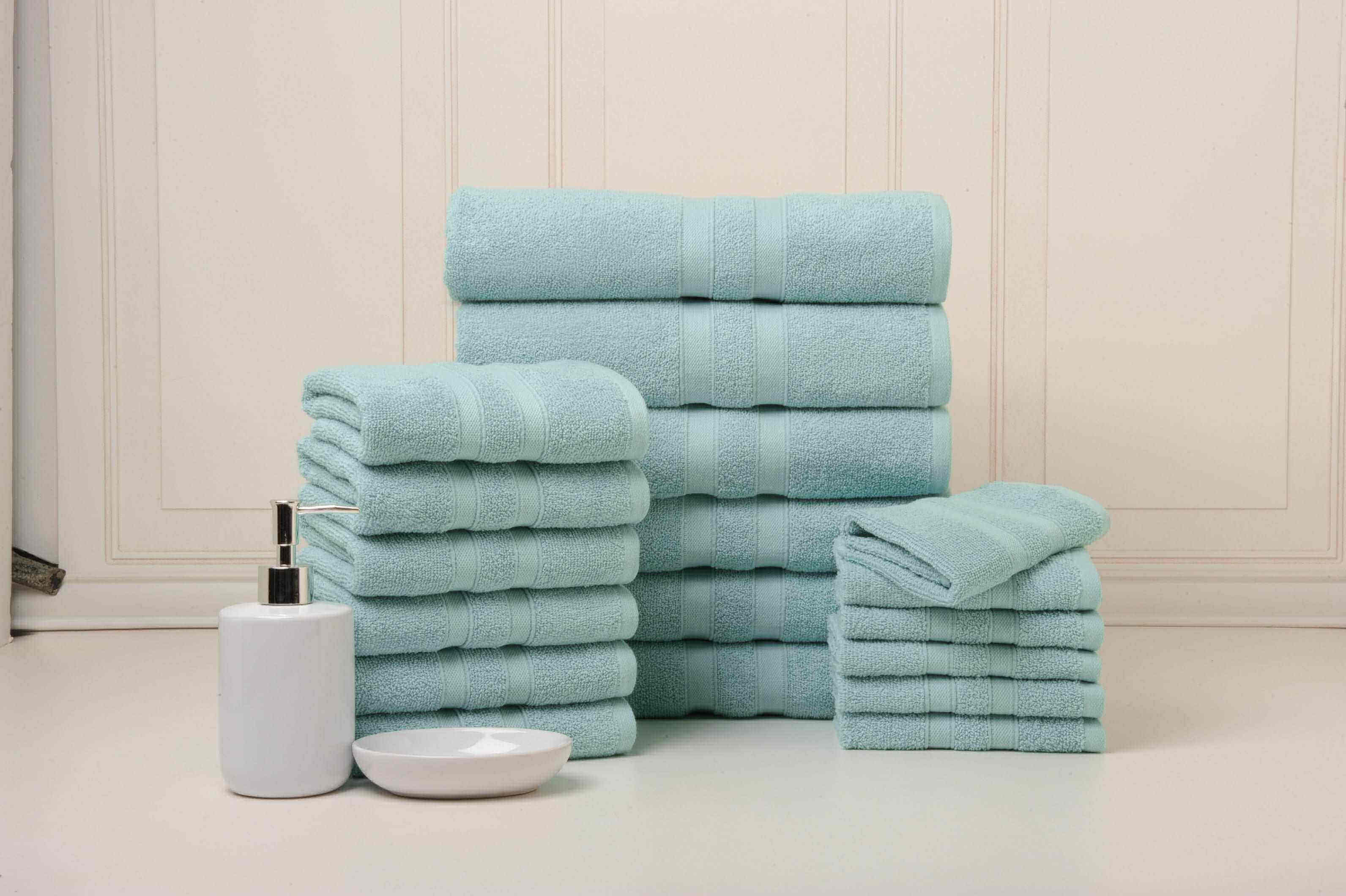 Bibb Home Bibb Home 18 Piece Egyptian Cotton Towel Set - Solid Aqua - Bonton