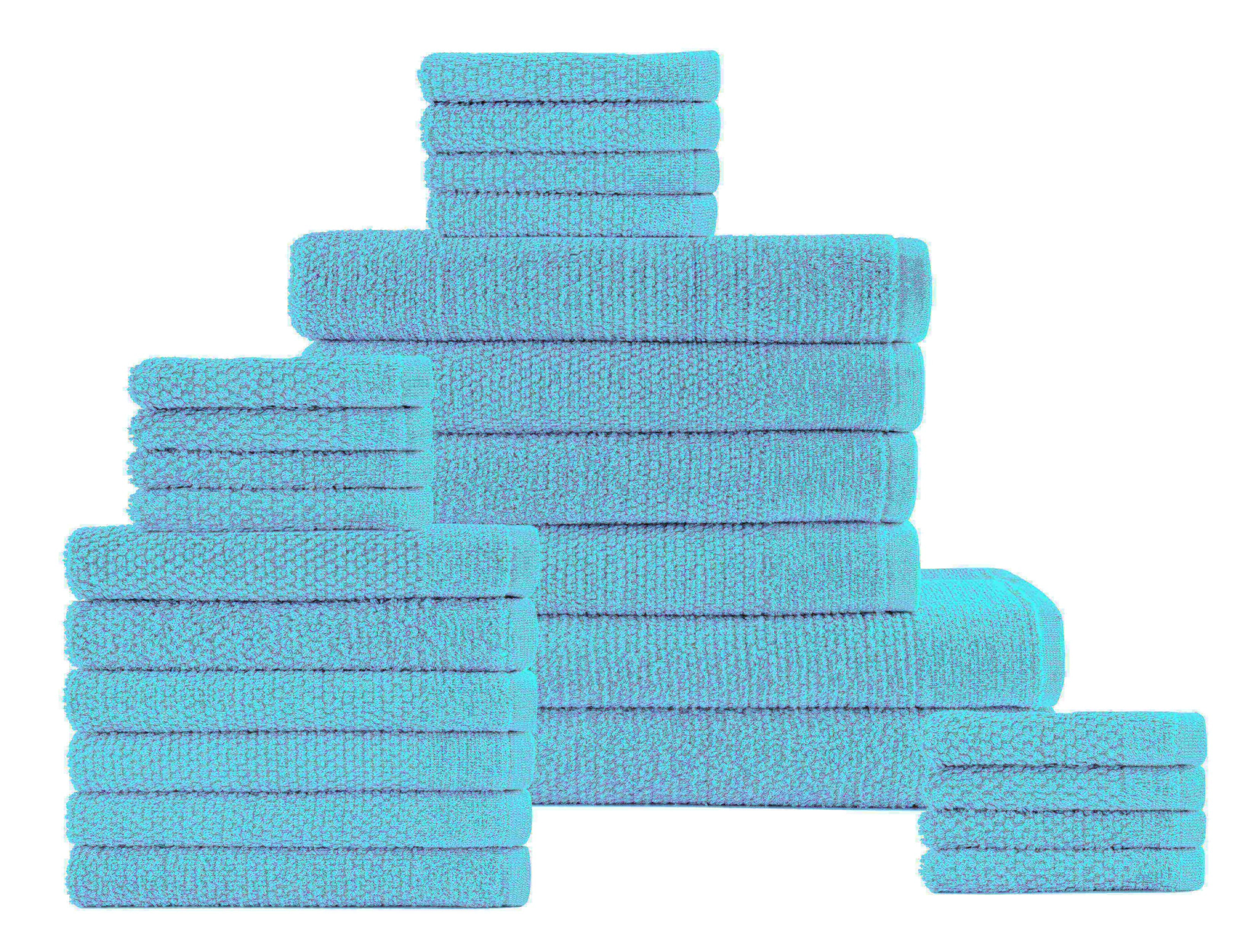  Dan River Dan River 24 Piece Popcorn Cotton Bath Towel Set. - Aqua - Bonton
