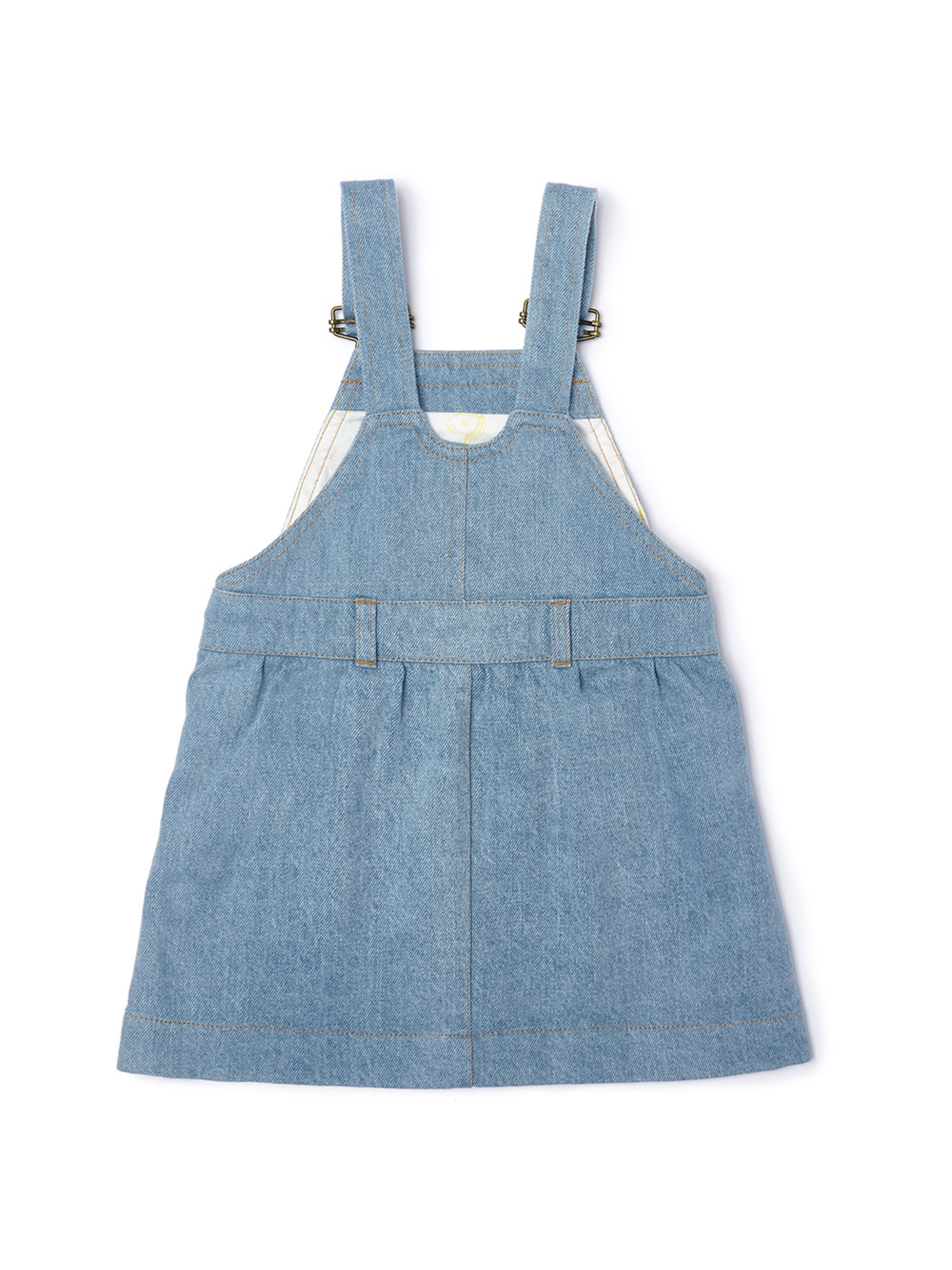  Dotty Dungarees Faded Denim Unicorn Overall Dress - Blue - Bonton