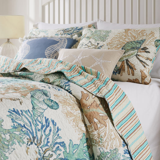 Atlantis Coastal Stripes Quilt Set